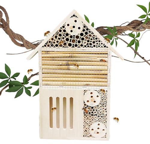 Bienenhäuser für den Garten – Natur Holz Maurerbienenkasten und Schmetterlingshotel | Stabile und stilvolle Gartendeko | Bienenstock für Marienkäfer, bestäubende Bienen und Schmetterlinge