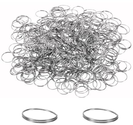 PATIKIL 12mm/0.47 OD Mini Split Rings, 1200Pcs 304 Stainless Steel Round Edged Split Circular Ring Clips for Fastening Crystals Parts, Chandelier Replacements, Silver