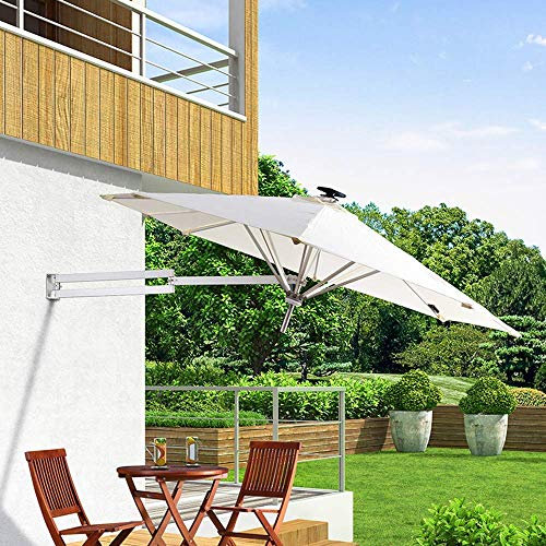 IFCXA Parasol Wall Mounted Cantilever, Aluminium,Solar Led,Polyester Cloth,Folding, Telescopic,Outdoor Recreation Umbrella,Courtyard/Garden/Terrace