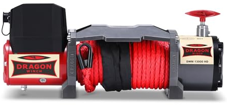 Dragon Winch Elektrische Seilwinde 12V Maverick 13000 lbs / 5897kg, mit Synthetikseil 20m für Abschleppwagen und Kommunalfahrzeuge mit kabelloser Fernbedienung + Winde Zubehör | IP67 wasserdicht