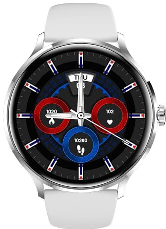 QESTO Kmccd Inteligente Mujer con Llamadas Bluetooth, Smartwatch Hombre Deportivo con Pulsómetro Monitor Sueñode, 3.5 cm HD Militar Smart Watch para Android iOS, Negro