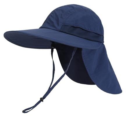 Creekstone Småbarn solhatt med nackklaff UV-skydd brett brätte sommar strandhatt för småbarn flickor pojkar 2-9 år, marinblå, 2-4 Years