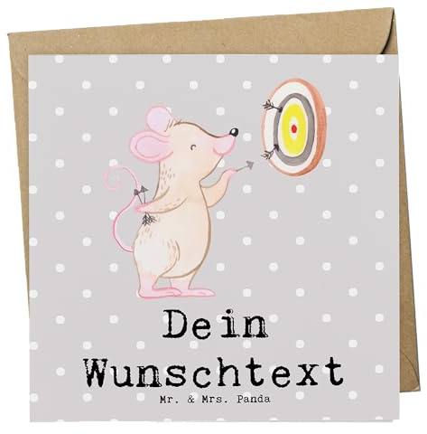 Mr. & Mrs. Panda Personalisierte Deluxe Karte Maus Dart spielen - Geschenke, Postkarte, Grußkarte, personalisiert, Geschenk, Turnier, Karten, Darten, Darts