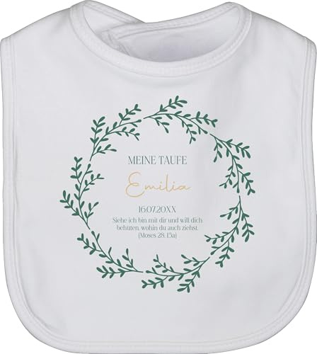Baby Lätzchen - Meine Taufe | Personalisierte Taufgeschenke | Taufmotiv | Geschenke zur Taufe | Taufgeschenkidee mit Name & Datum - Unisize - Weiß - konfirmation taufe￼ taufgeschenk kommunion
