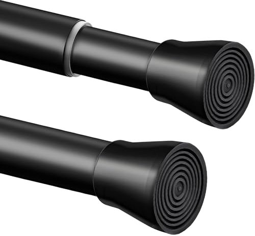 1 asta telescopica per doccia, in acciaio inox, montaggio senza bisogno di fori, regolabile, per tenda da doccia, armadio, bagno, balcone (62-85 cm, nero)
