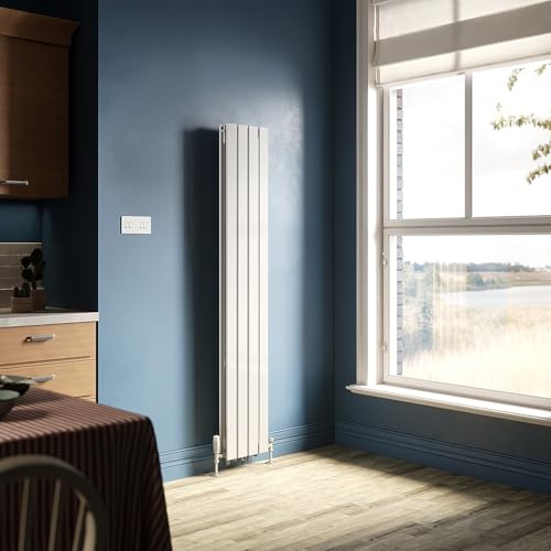 ZANOFIRA 1800 x 304 mm White Vertical Column Radiator Double Flat Panel Designer Tall Upright Radiators RAD