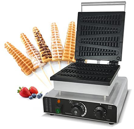 Pine Tree Mould Iron Cast Pan Waffle Maker - Non-stick Commercial Lolly Stick Waffle Baker Machine 110-240V for Delicious Treats