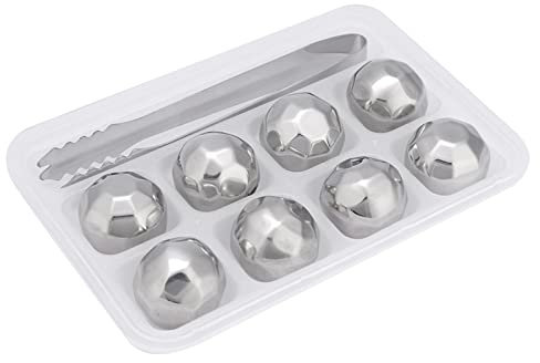 SUNGOOYUE Edelstahl-Eiskugeln, Whisky-Weinfelsen, Kühlsteine ​​mit Zange für Zuhause, Pub, Club, Party-Server (Diamant)