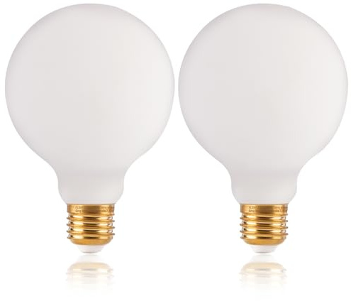 FLSNT Dimmbar G125 Glühbirne E27 Große Kugel, 7W (Ersetzt 40W), 600LM Edison Vintage Glühbirne E27, 2200K Warmweiß Leuchtmittel, Opalweiße Glas, 2 Stück