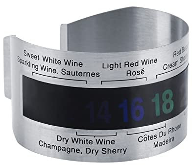 Bracelet de Montre-bracelet en Acier Inoxydable avec Thermomètre LCD, Capteur de Température avec Températures Suggérées pour les Bouteilles de Vin, les Réservoirs et les