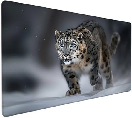 Schwarz Mousepad XXL 900 x 400 x 3 mm, Groß Gaming Mauspad Leopard Muster, Schreibtischunterlage rutschfeste Gummibasis, Wasserfest Mouse Pad Vernähte Kanten, Büro Deko, Geschenke für Frauen Z-940