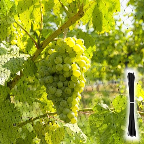 Vogelschutznetz, Vogelnetz Engmaschig 4x10m, Taubennetz Balkon, Schwarz | mit 50 Kabelbinder, Teichnetz Laubnetz, Gartennetz Obstbaumnetz für Garten, Balkon oder Teich, Obstbäume Erdbeer Kirschenbaum