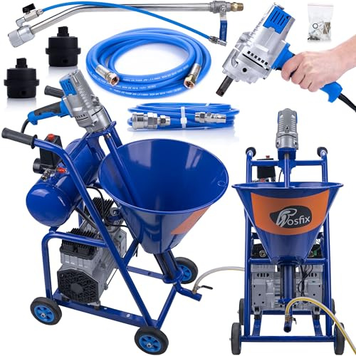 Rosfix Set Intonacatrice Blue Dragon BD41 – 4100W, 15L/Min, 20MPa, Serbatoio 25L, Compressore Integrato | Per Intonaci, Gesso, Acrilico | Macchina per Intonacatura Professionale