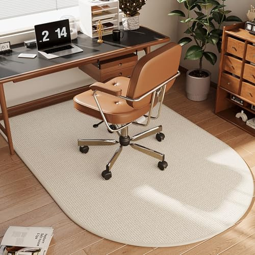 Odot Bodenschutzmatte Bürostuhl, Flachs Bürostuhl Unterlage Schreibtischstuhl Unterlage Kratzfest rutschfest Bodenschutzmatte Gaming Teppich für Hartböden Büro (Creme,60x90cm)