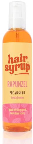 Hair Syrup | Rapunzel Pre-Wash Hair Oil | Infused with Pink Grapefruit, Sweet Almond & Cherry | Revitalise Your Scalp & Mind | Vegan | 100% Natural | 300ml Pump Bottle Applicator