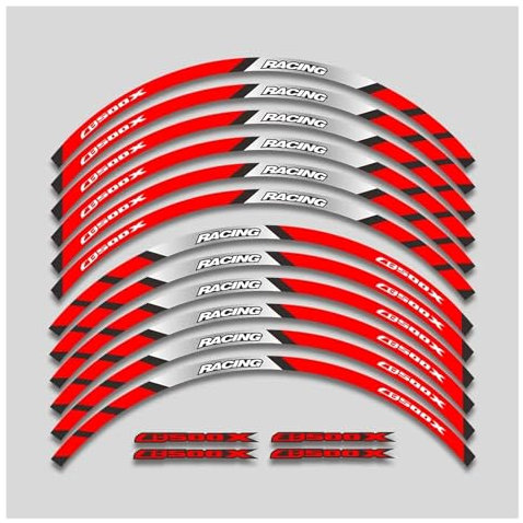 Aufkleber für CB500X CB 500 X Cb500 X Motorrad-Räder, reflektierendes Streifenband, Felge, Reifen, dekoratives Aufkleber-Set, Felgenband-Aufkleber (2L A Rot)