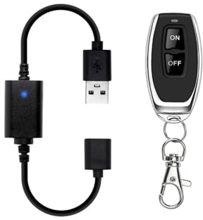 DC 5 V USB inalámbrico RF mando a distancia interruptor controlador Power ON OFF para tira de luz LED lámpara de lectura luz ventilador 12 V (negro)