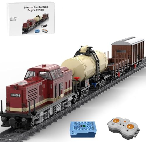 Lumitex City Lokomotive Bausteine, RC Lokomotive und Güterzug, 2171 Teile Güterzug Zug Klemmbausteine Kompatibel mit 60198