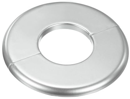 M METERXITY 1-Pack Wall Split Flange, ABS Round Self-Adhesive Escutcheon Plate Cover Buckle for 44mm/1.73in Dia Pipe Accessories/Floor/Ceiling, Plumbing Cover Plates [Silver,6mm/0.24in H]