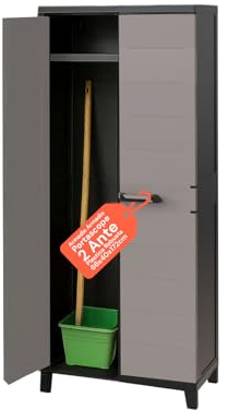 Avilia - Armadio Portascope Prime 2 Ante 66x40x172cm in Plastica Effetto Legno UV Resistant, con Ripiani Interni, Facile da Montare, Ideale per Ambienti Umidi e Utilizzo Esterno