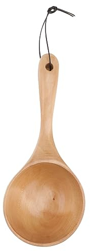 Generic Mestolo Per Acqua in Legno Naturale Manico Lungo Paletta Di Legno Multiuso Per Sauna Ristorante e Uso Domestico Corda Sospesa Per Facile Riporre