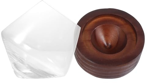 TOYZFRIENDY Vaso de Whisky de Vidrio Posavasos de Madera Redondeado 300ml