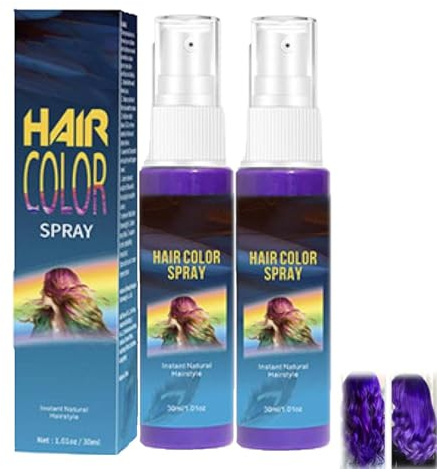 Haarspray Farbe, Haarspray Lila Auswaschbar, Temporäre Haarfarbe Lila, Waschbar und Nicht Klebrig Hair Color Spray, Farbiges Hair Dye, Haar Colorationen Karneval Halloween Cosplay Party (2PC)