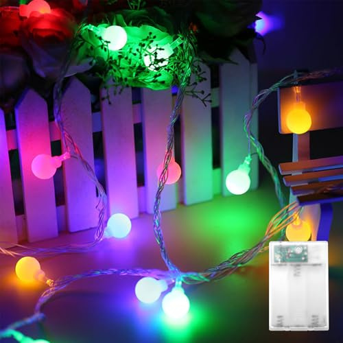 Kaleora LED Kugel-Lichterkette, 2M 20 LED Lichterkette Kugeln Batteriebetrieben, Bunte Kugel Lichterketten für Weihnachten, Hochzeit, Party, Camping, Kinderzimmer, Innen & Außen