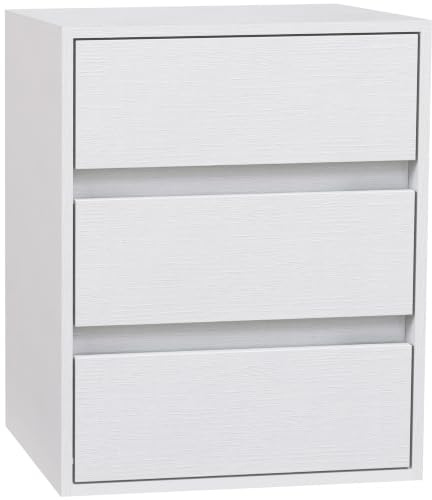 HOMCOM Cassettiera Moderna 3 Cassetti per Camera da Letto e Corridoio, Mobile Cassettiera in Truciolato 40x30x50.5 cm Bianco