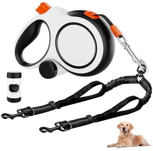 Laisse Chien Enrouleur 8m, Laisse Rétractable Chien avec Distributeur de Sacs, 360° Flexible, pour Chiens Jusqu’à 50kg