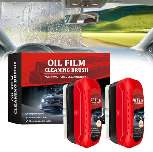 All-Weather Windshield Oil Film Cleaner & Glass Cleaning Board, 2-Pack Automotive Glass Care Set | Quickly Removes Stubborn Grease, Prevents Fog, Restores Clarity on Car and Household Windows