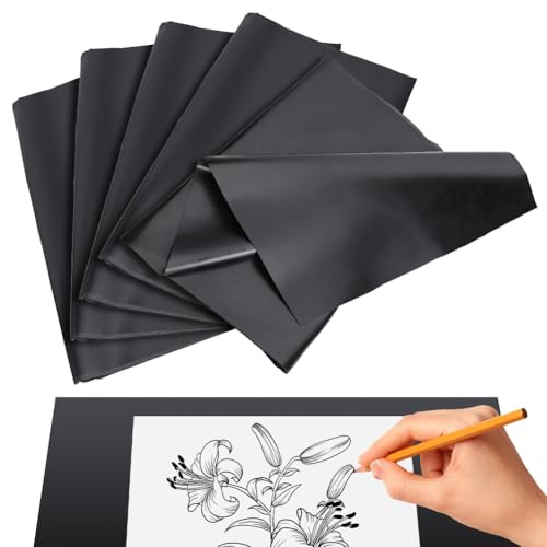 NBEADS 6 Fogli Grandi Carta Carbone per Ricalco, 51,6x120cm Carta di Trasferimento Grafite Nera Carte di Trasferimento Cera per Progetti Fai da Te Schizzi Disegno Modelli Tela Lavorazione Legno