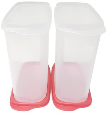 Tupperware Eidgenosse Eckig Eidgenossen Kompaktbehälter Vorrat Modular Kühlschrank System 1,7 Liter 1700ml rot transparent 2er Set zwei Stück Vorratsbehälter Kaffee Mehl Zucker