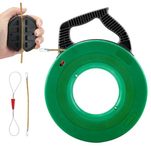 Molla di ritiro da 30 m, con 1 estrattore, 2 morsetti per cavi, molla flessibile e filo di trazione per tubi vuoti, strumento per cavi e installazioni elettriche