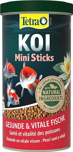 Tetra Pond Koi Mini Sticks - Koi-Futter für farbenprächtige Fische und eine verbesserte Wasserqualität, 1 L Dose