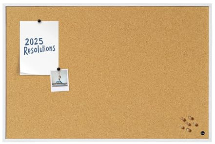 Bi-Office bacheca New Basic, Lavagna in sughero con cornice in MDF, 885x585 mm, Telaio Bianco