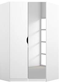 Rauch Möbel Alvara, Eckschrank, 2-türig, Eckkleiderschrank Weiß, mit Spiegel, 117x197x104cm