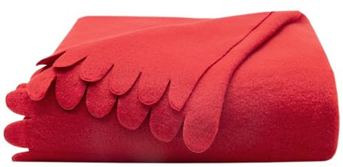 ZOLLNER Kuscheldecke in 130x170 cm - kuschelige und langlebige Fleecedecke - waschbar bis 60°C - wunderschöne Wellenkanten - antistatisch - Polyester - in rot - Oeko Tex® Zertifiziert