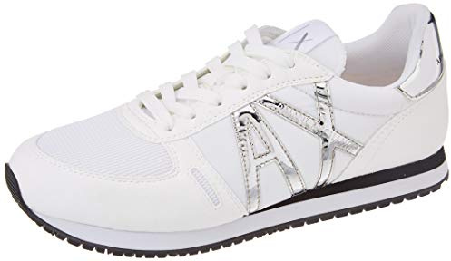 ARMANI EXCHANGE Rio Retro Running, Sneaker Donna, White Silver, 39 EU