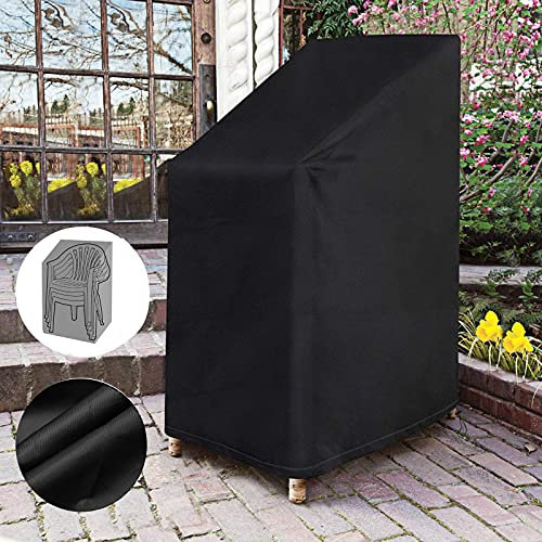 Zlovne Stapelstühle Abdeckung,Abdeckung für Gartenstuhl,Schwarzer Schutzhülle,Schützen Sie Outdoor-Sessel oder Hochlehner,Winddicht und UV-Beständig,4 Größen ((L) 89x(W) 89x(H) 120/(H) 89cm)