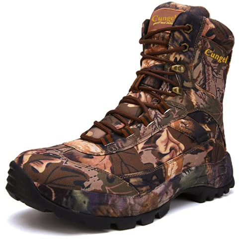 Czen Botas militares para hombre, botas de combate impermeables del ejército, zapatos de seguridad tácticos, botas de senderismo antideslizantes para el desierto al aire libre (Brown,43)
