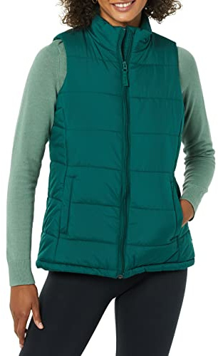 Amazon Essentials Women's Mid-Weight Puffer Vest, Dark Green, XX-Large