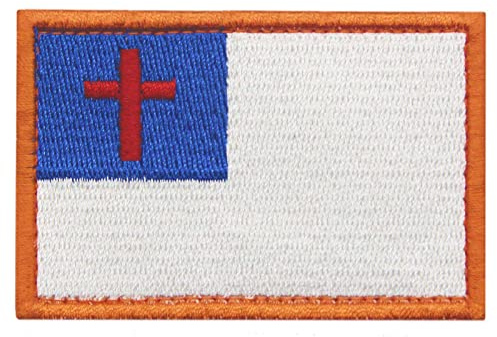 Taktisk kristen flagga lapp broderad emblem applikation fästkrok och ögla emblem, blå och vit