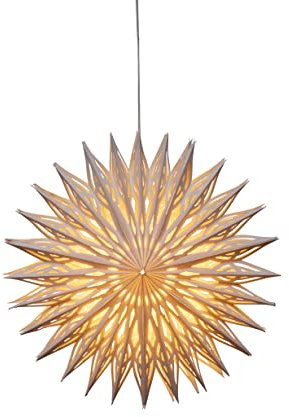 Konstsmide Weißer Papierstern Blumen, inkl. Anschlusskabel mit an/aus Schalter, ohne Leuchtmittel, E14 Lampenhalterung, 230V, Innen, weißes Kabel - 5928-200