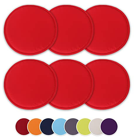 EXQUILEG 6er Set Stuhlkissen Sitzkissen, Sitzauflage Baumwolle Rund Stuhlkissen Waschbarekissen Auflage Kissen für Stühle Indoor Outdoor Sitzkissen (Rot,6er Set)