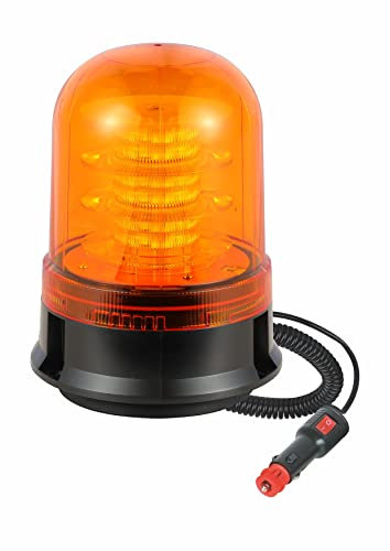 Rotativo Ámbar LED Homologado R65 - Monster - Base Magnética - Señalización Advertencia - 4 funciones Flash Rotación Destello, Pirulo Tractor, Luz Emergencia Vehículos agrícolas, grúas