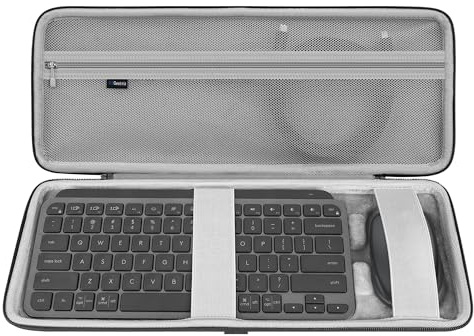 Geekria étui de Voyage Rigide pour Clavier Compatible avec Logitech MX Keys Mini + MX Anywhere 3, Sac pour Combo Clavier et Souris (Gris foncé)
