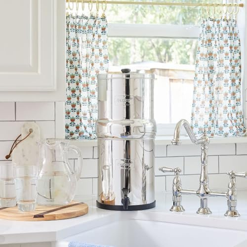 Big Berkey Système de Filtre à Eau de comptoir en Acier Inoxydable alimenté par gravité avec 2 filtres Authentiques Berkey Elements BB9-2 Noir 8 l