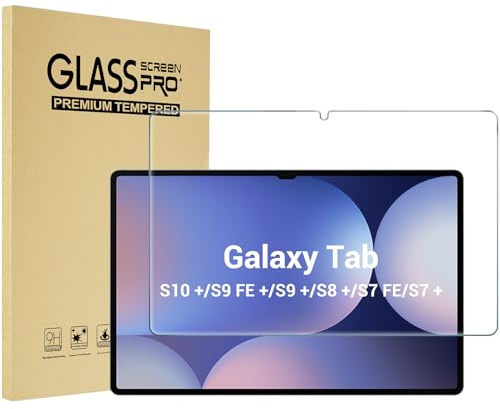 ProCase 1 Packung Displayschutzfolie für Galaxy Tab S10+ Plus/Tab S9+ Plus/S9 FE+/S8+ Plus/Tab S7 Fe/Tab S7+ Plus 12,4 Zoll, 9H Härte Gehärtetes Glas HD Clear Film für Samsung Galaxy Tab –Klar
