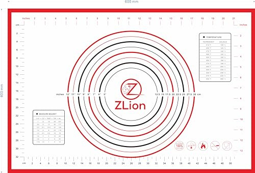 Zlion Non-Slip Extra Large Silicone Baking Mat, 16'' X 24'', Red